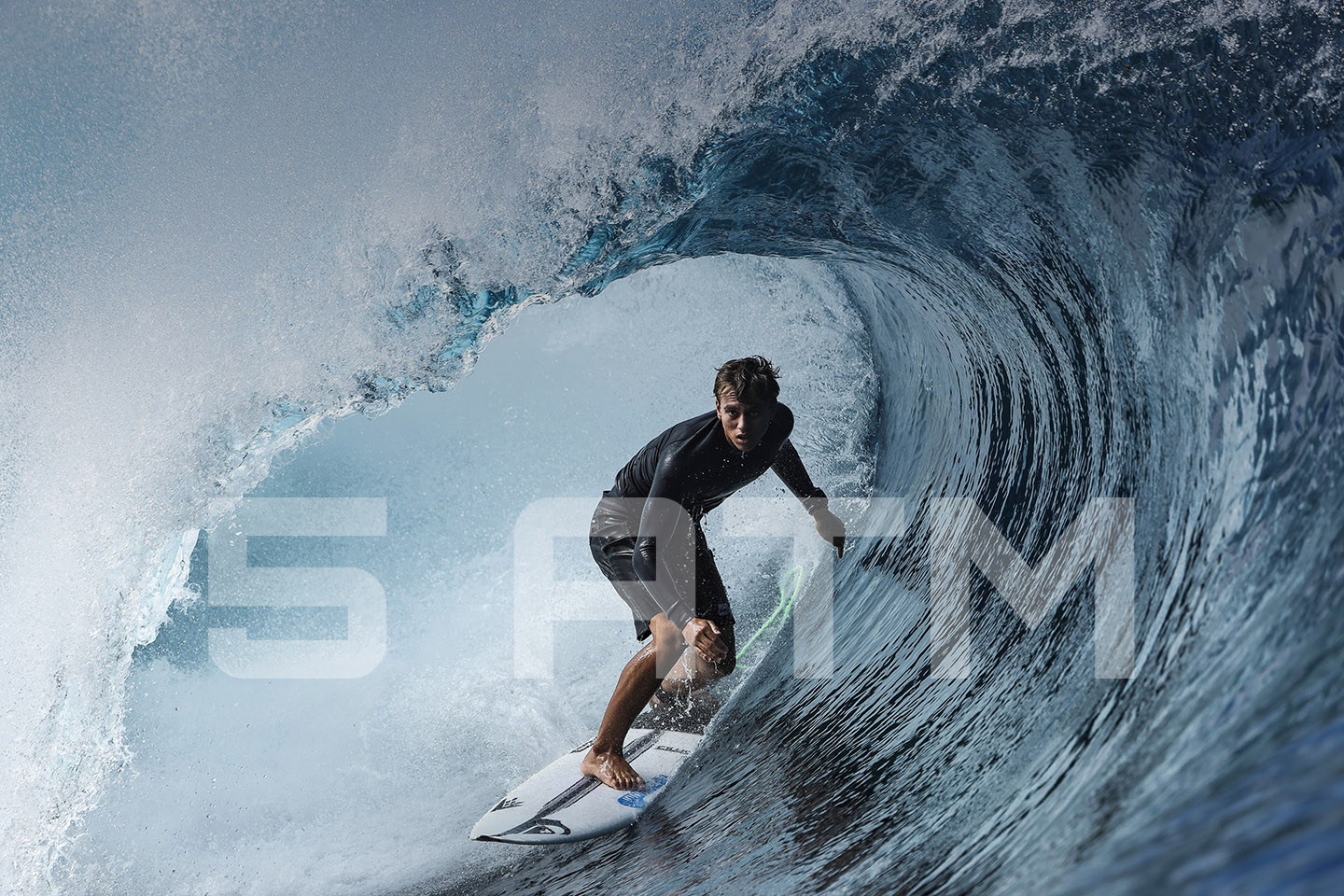 Surfer on a board in waves