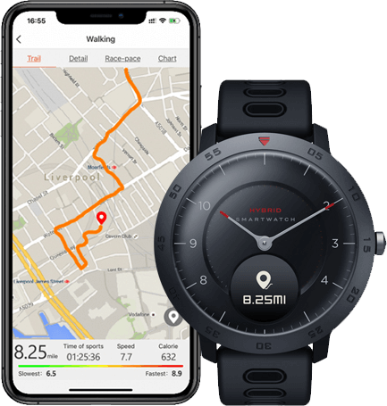 Zeblaze Hybrid Track distance, elevation, pace