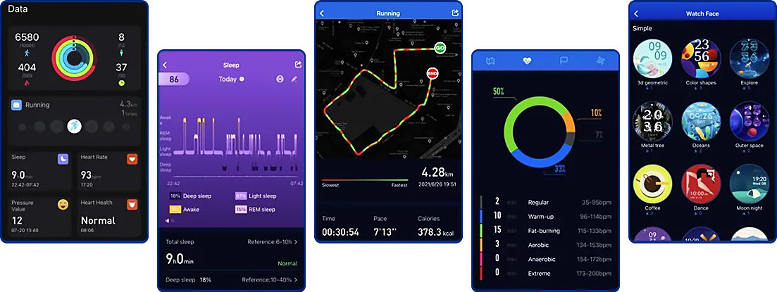 Zeblaze Stratos APP Zeroner displays