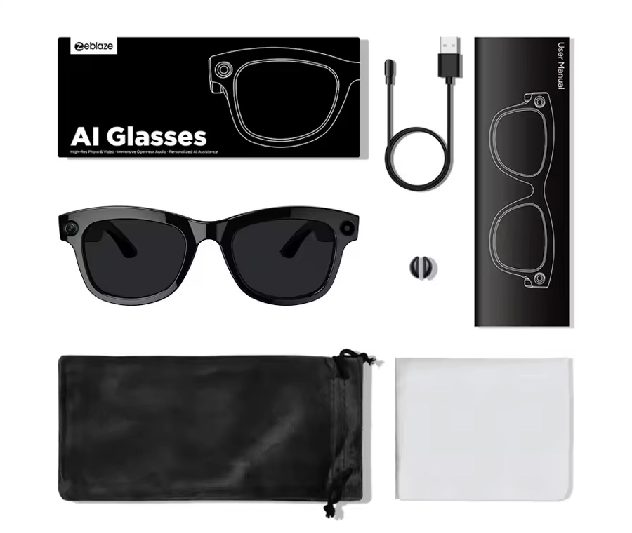 Zeblaze AI Shooting Glasses Black (Sunglasses Lenses)