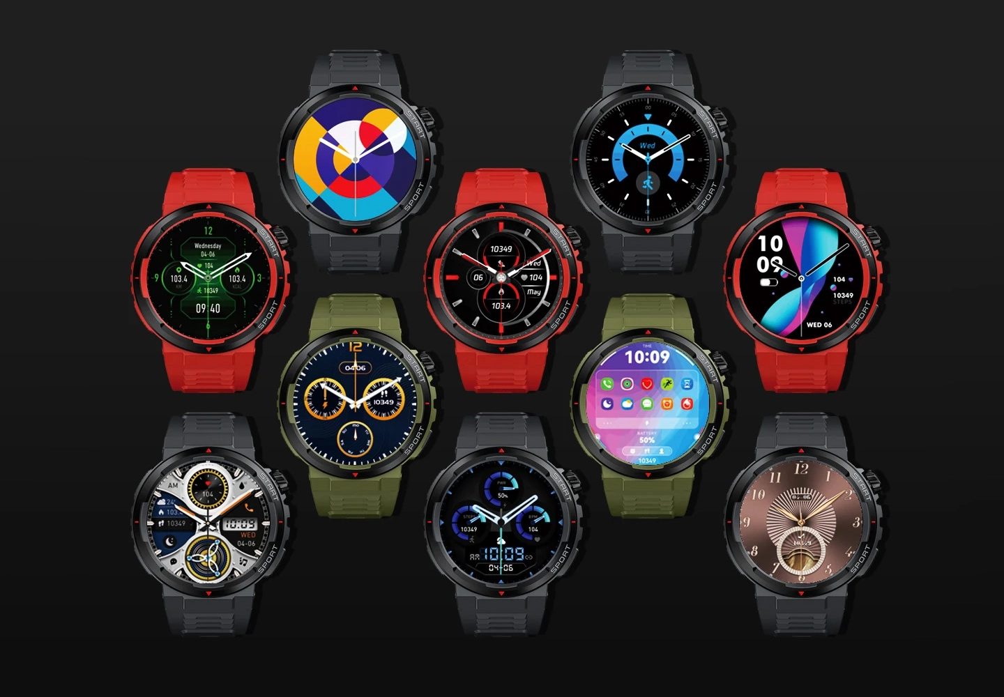 Many watch faces of Zeblaze Ares 3 Plus