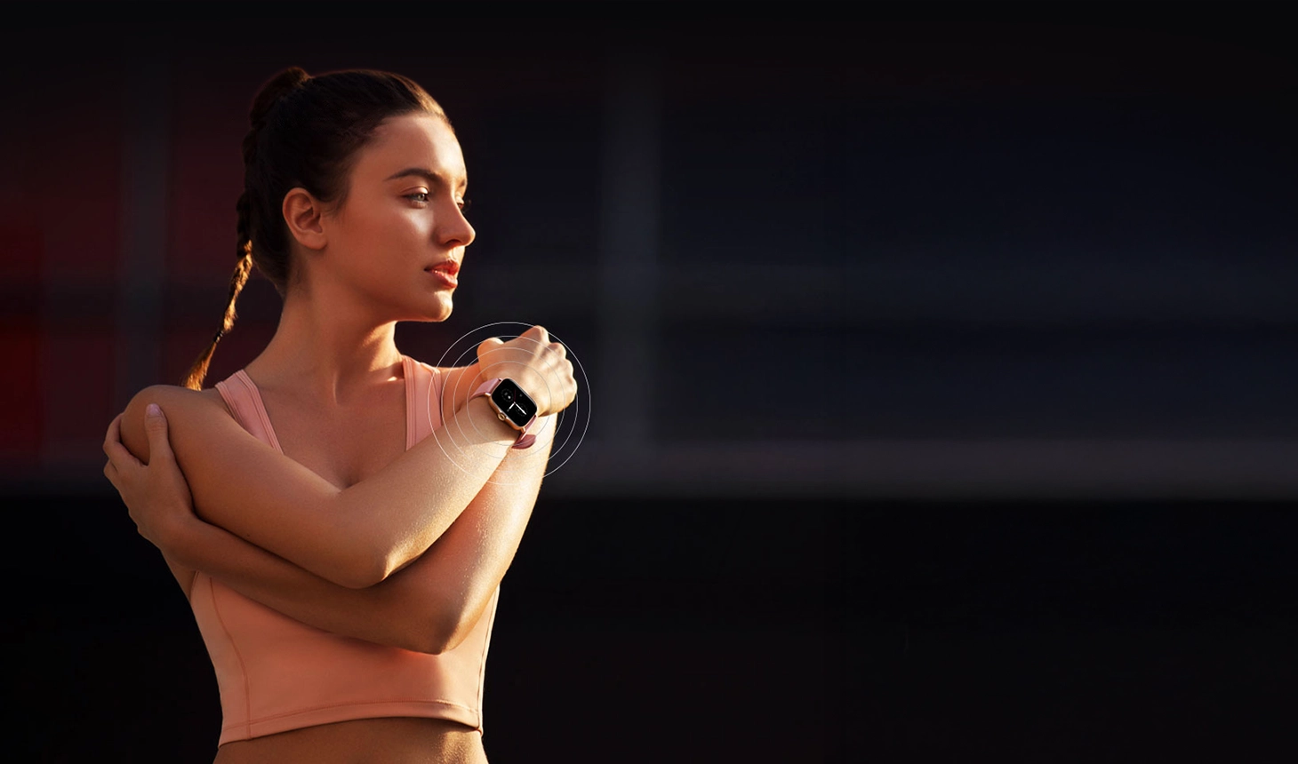 Woman exercising with Zeblaze Btalk Pro