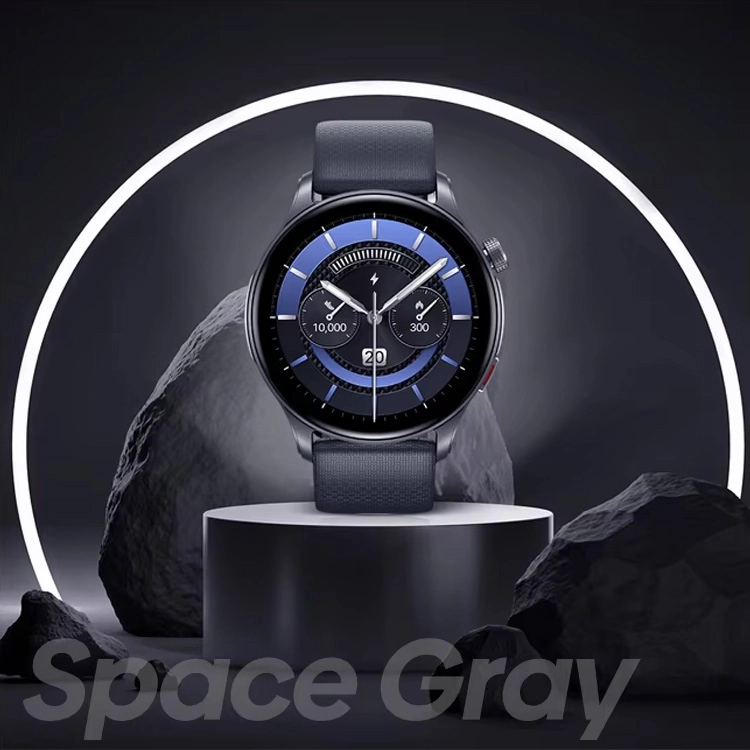 Zeblaze Btalk 3 GPS Space Gray with a rock on the background