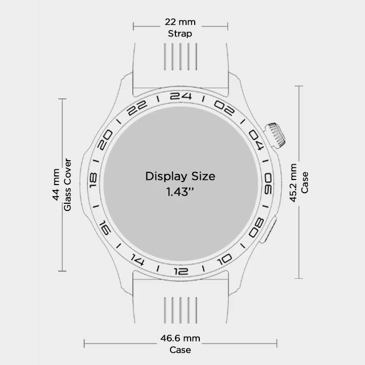 Zeblaze Btalk 4 Pro case and display dimensions