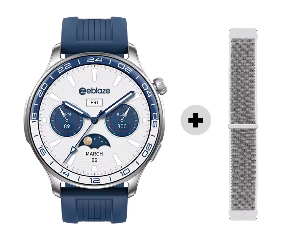 Silver Zeblaze Btalk 4 Pro with nylon strap