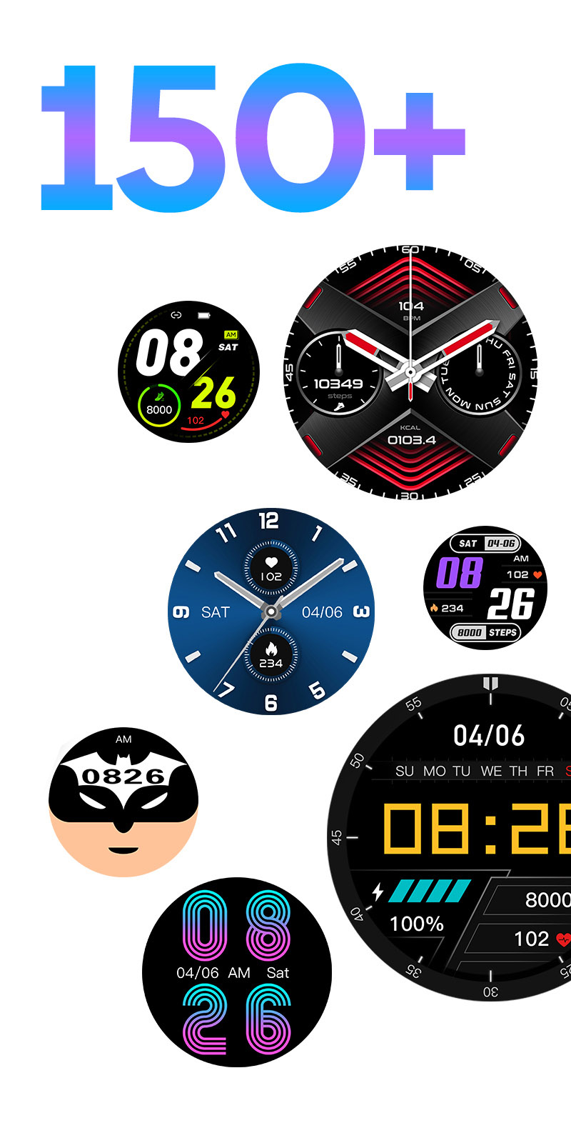 Different Zeblaze Stratos 2 Lite's watch faces