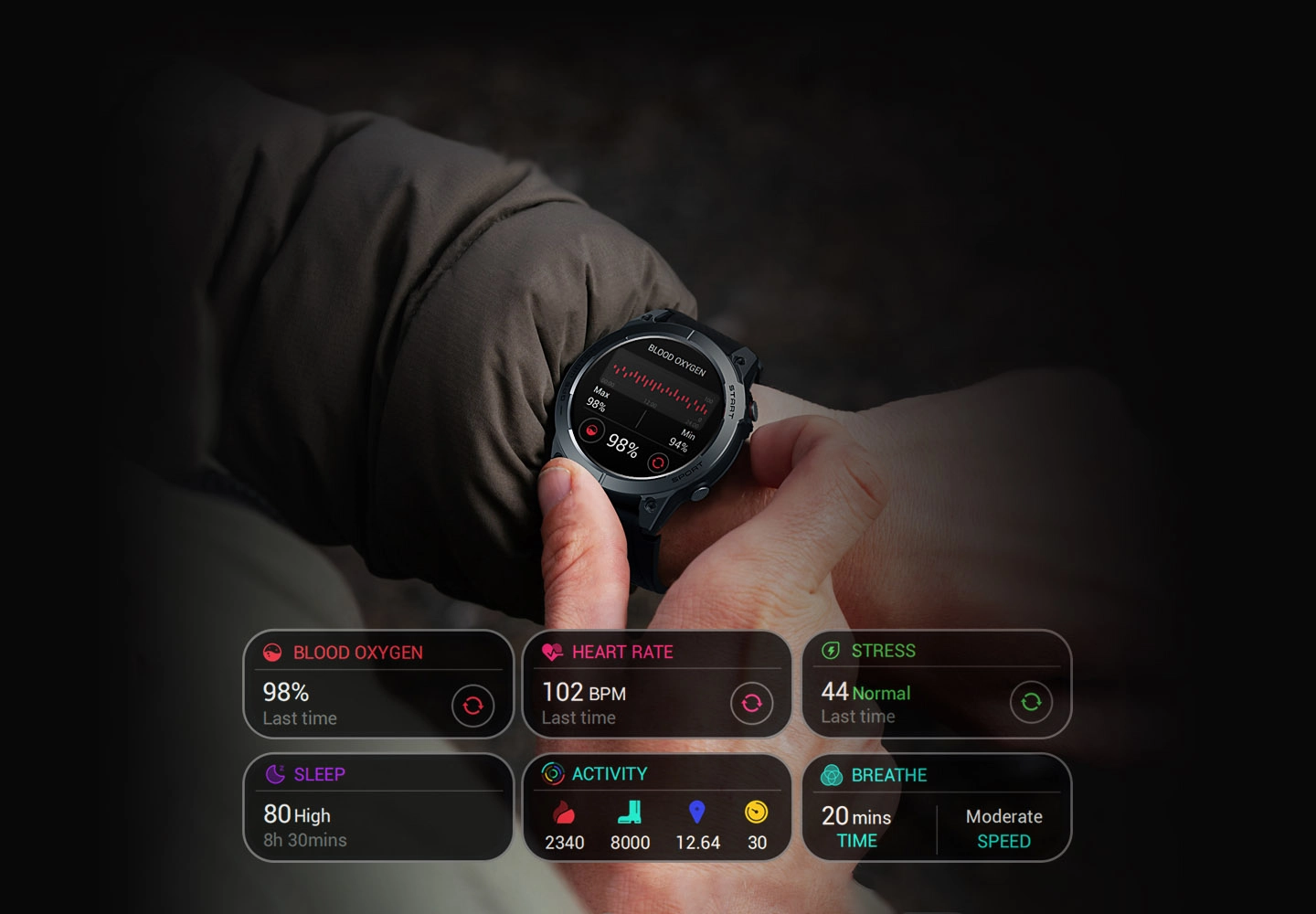 Amazfit stratos 3 online dimensions