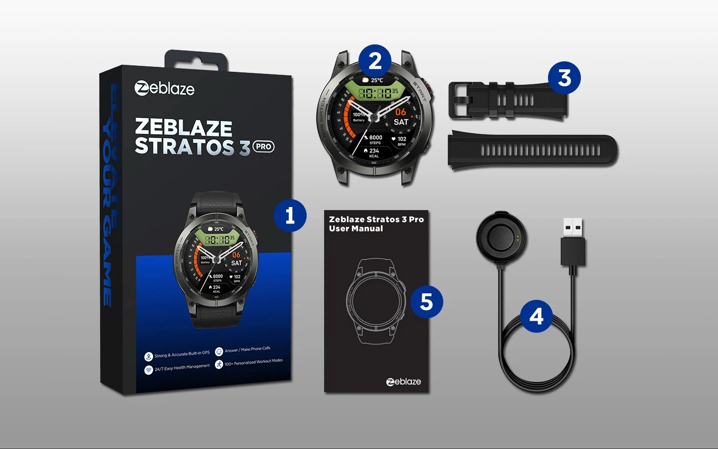 Zeblaze Stratos 3 Pro What's in the box