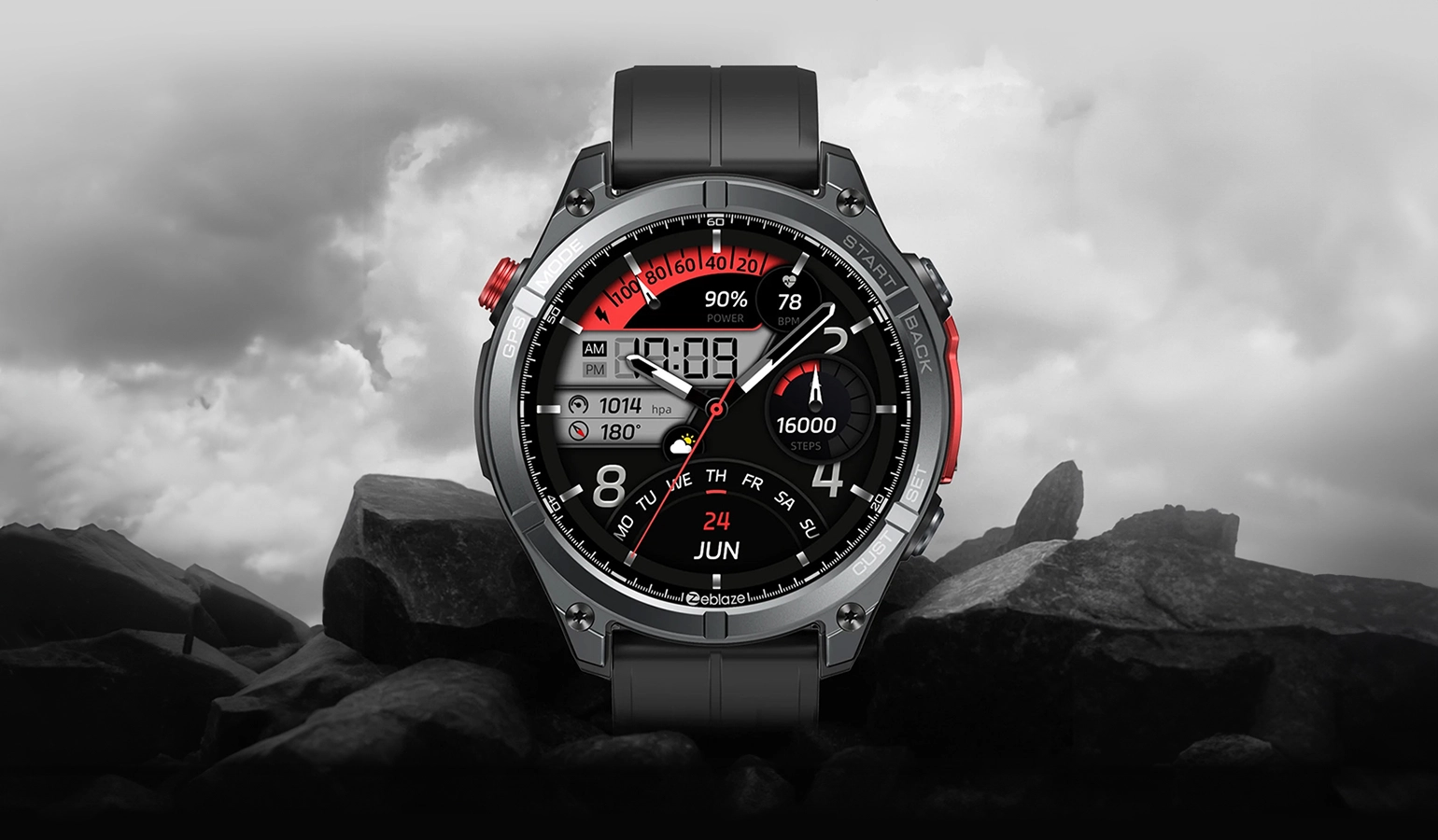 Zeblaze Stratos 4 on rocks