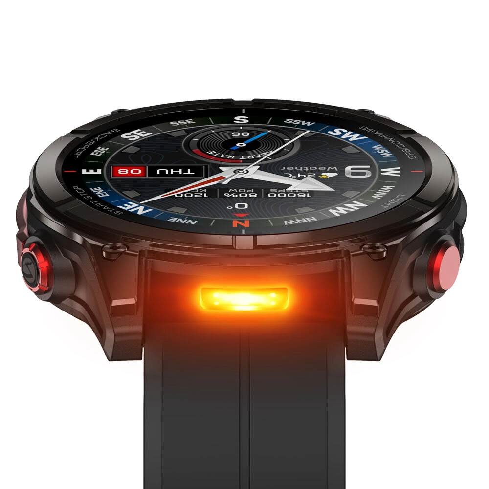 Zeblaze Stratos 4 Pro black flashlight view
