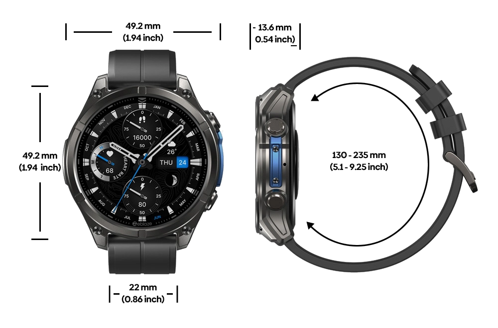 Zeblaze Vibe 8 size chart